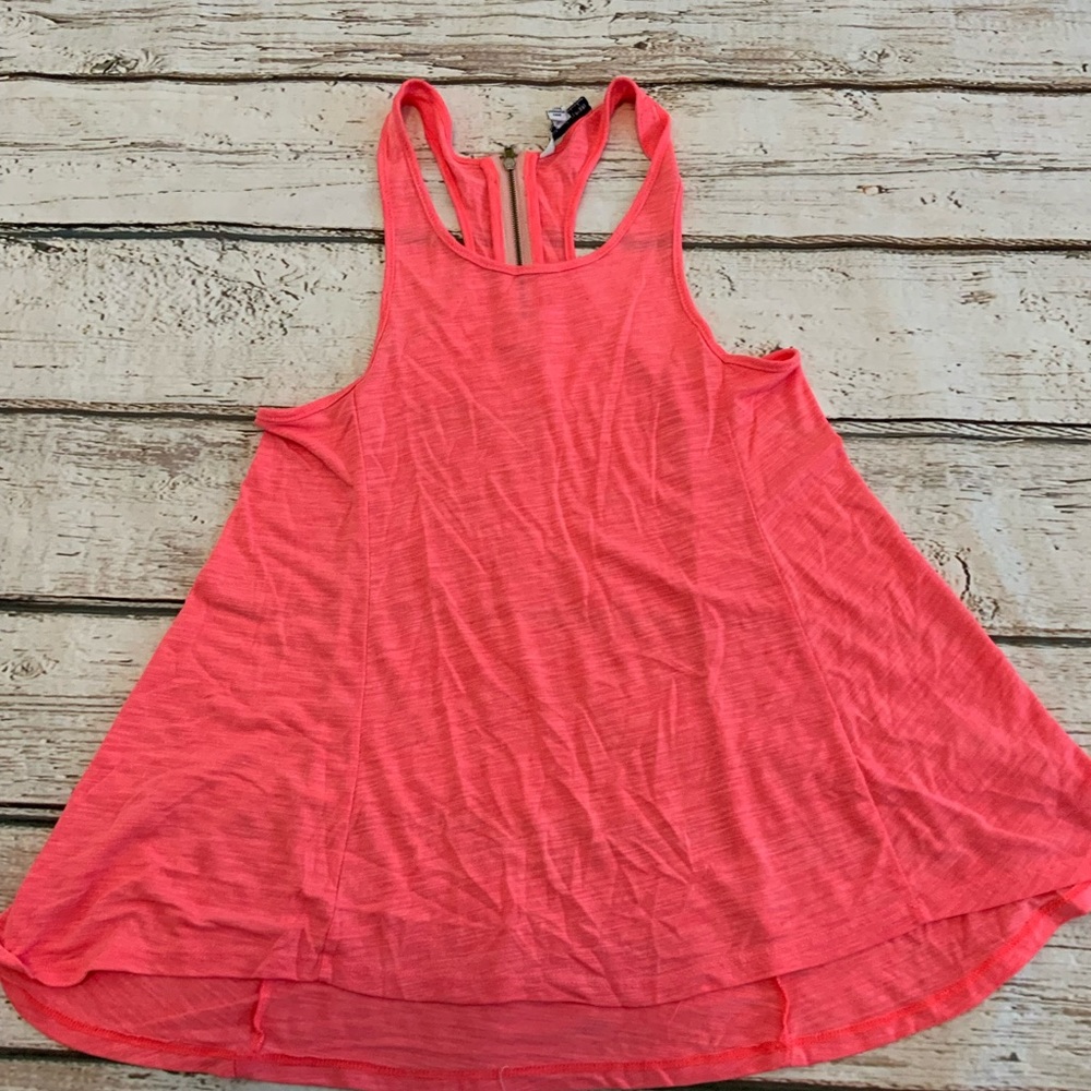 American Eagle Outfitters Pink Slub Knit Zipper Back Racerback Tank Top XS